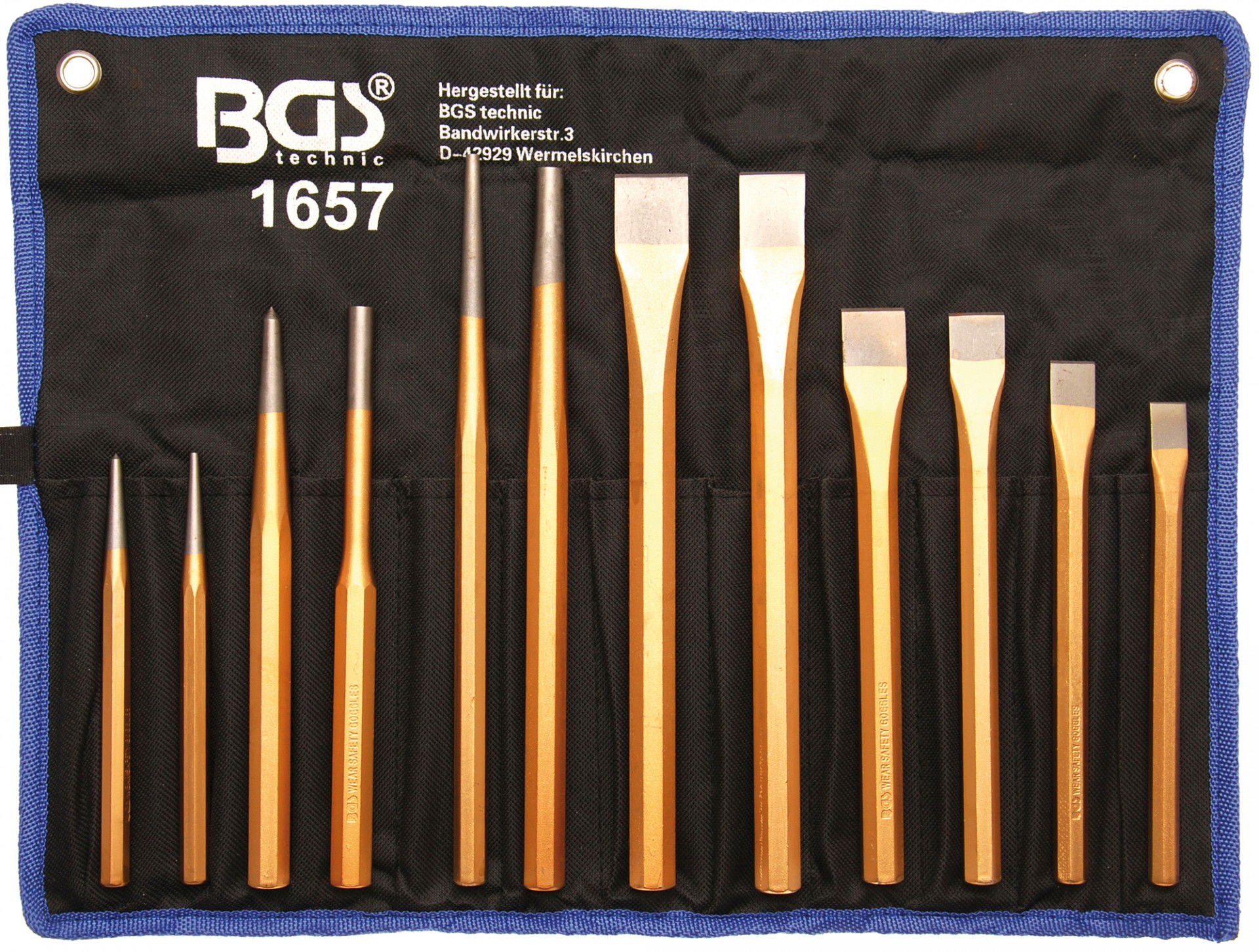 BGS Technic 9-1657 csapkiütő, laposvágó és pontozó készlet, 12 részes termék fő termékképe