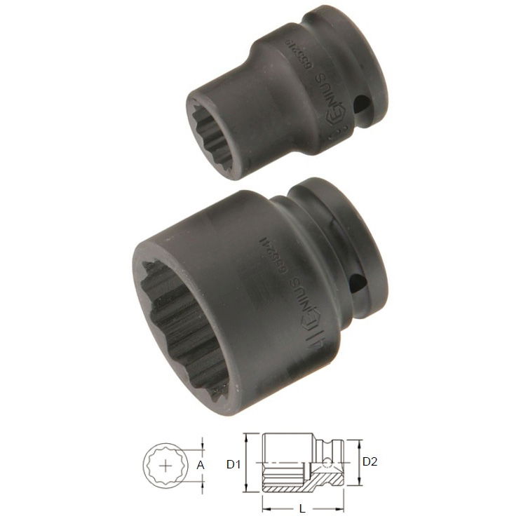 Genius Tools 655228 3/4"-os 12 lapú gépi dugókulcs fej, 28 mm termék fő termékképe