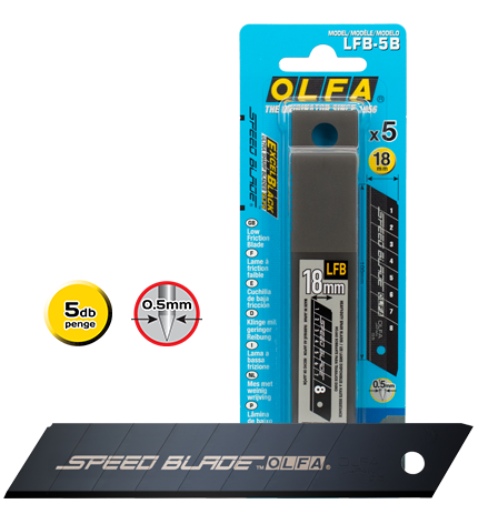 Olfa LFB-5B tördelhető penge, fekete, 18 mm, 5 db/csomag termék fő termékképe