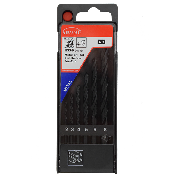 Abraboro HSS-R 6 részes fémfúró készlet, műanyag dobozban termék fő termékképe