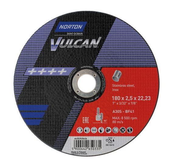 Norton Vulcan inox vágókorong 180x2,5x22,23mm A30S, 25 db/csomag termék fő termékképe