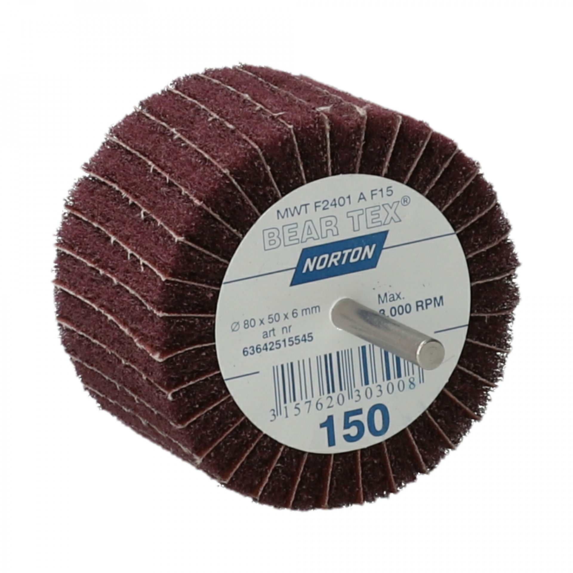 Norton Beartex csapos lamellás csiszolókorong Ø80x50x6mm Fine A/150, 10 db/csomag termék fő termékképe