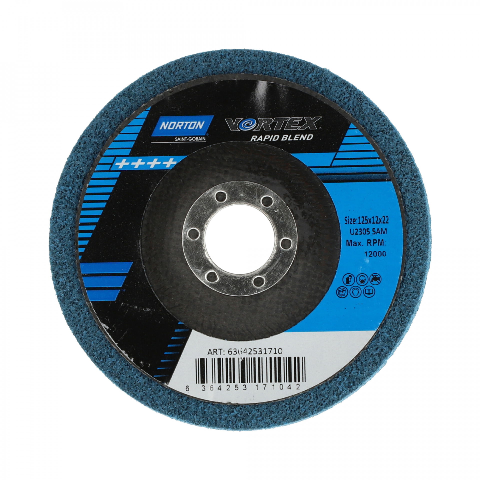 Norton Vortex Rapid Blend DPC tisztítókorong Ø125x12x22 mm 5AM, 10 db/csomag termék fő termékképe