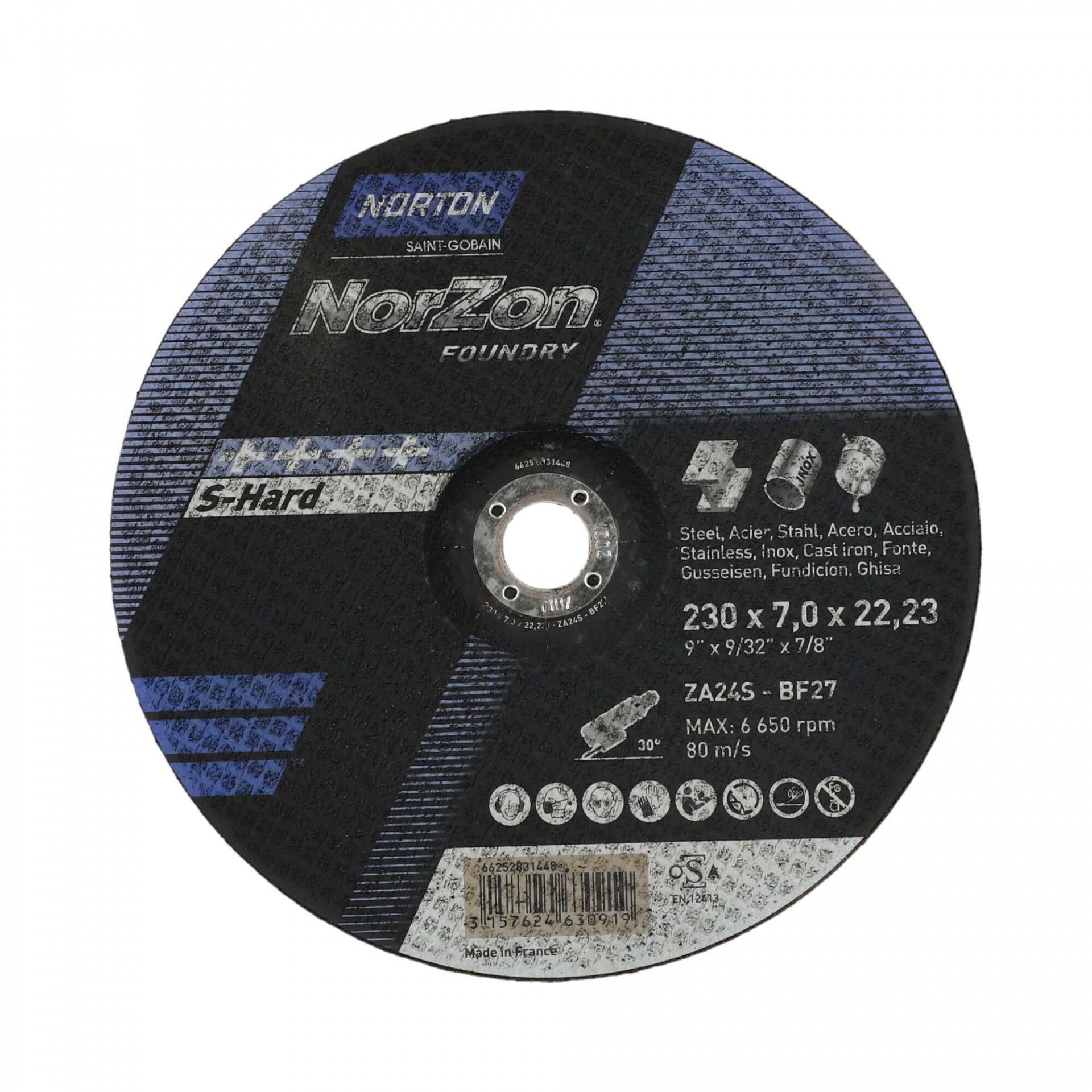 Norton Norzon III Foundry tisztítókorong 230x7,0x22,23mm ZA24S, 25 db/csomag termék fő termékképe