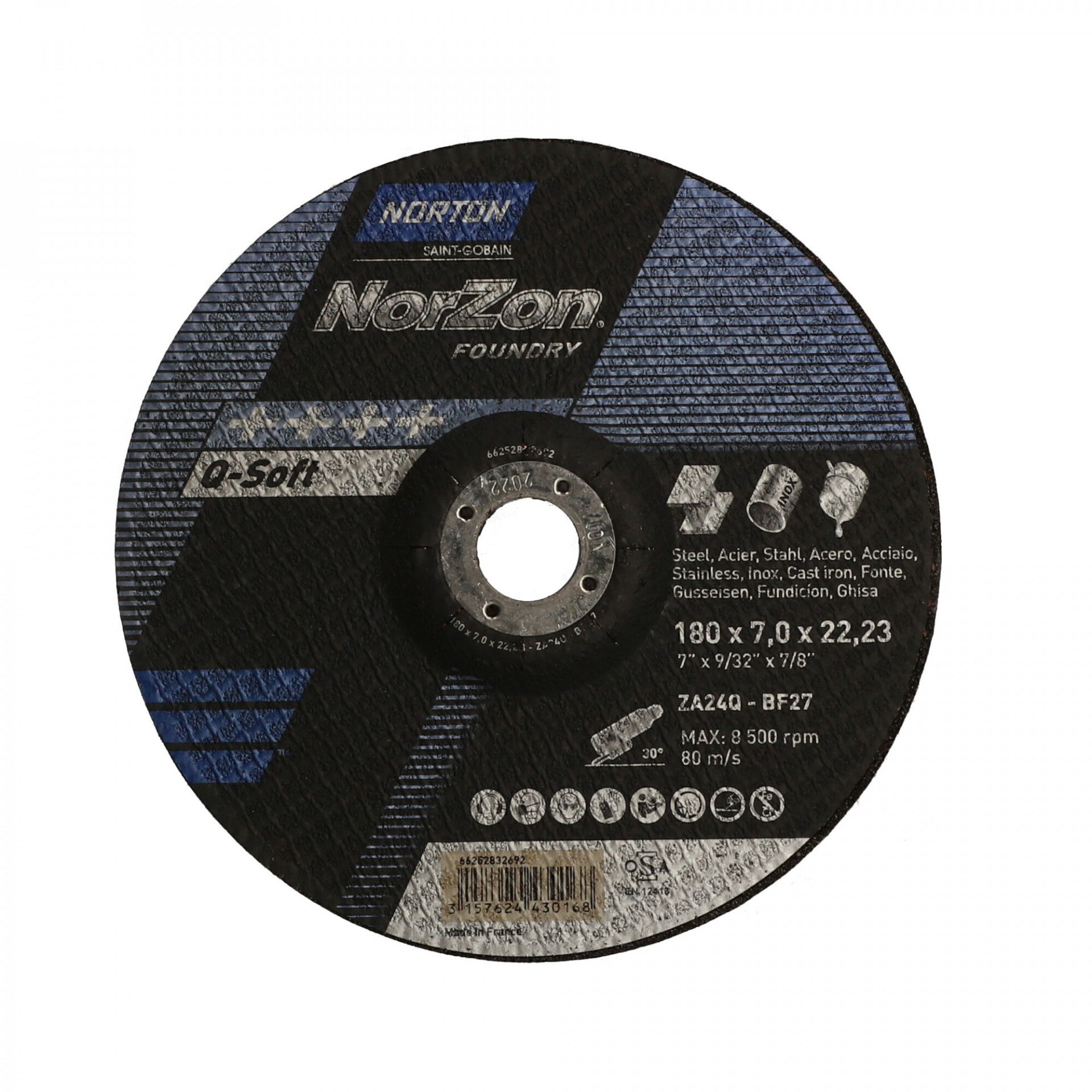 Norton Norzon III Foundry tisztítókorong 180x7,0x22,23mm ZA24Q, 25 db/csomag termék fő termékképe