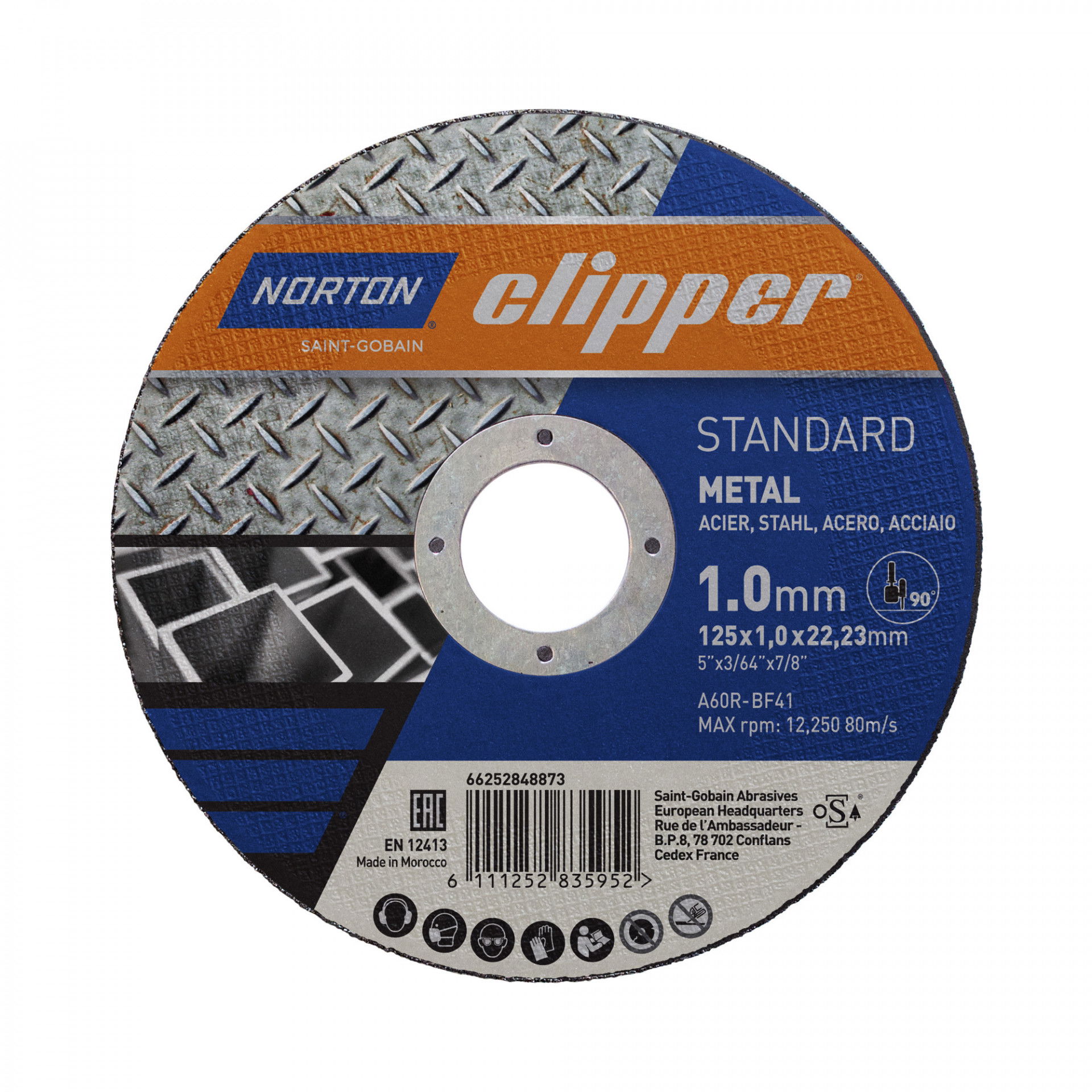 Norton Clipper Standard vágókorong 125x1,0x22,23mm A60R, 25 db/csomag termék fő termékképe
