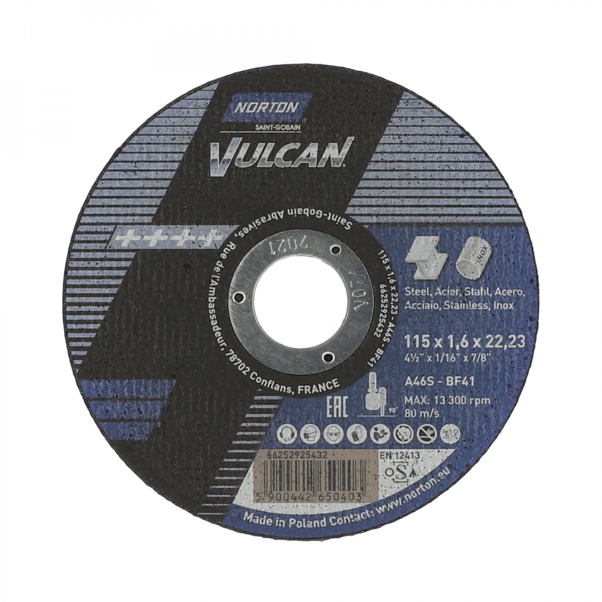 Norton Vulcan fém vágókorong 115x1,6x22,23mm, 25 db/csomag termék fő termékképe