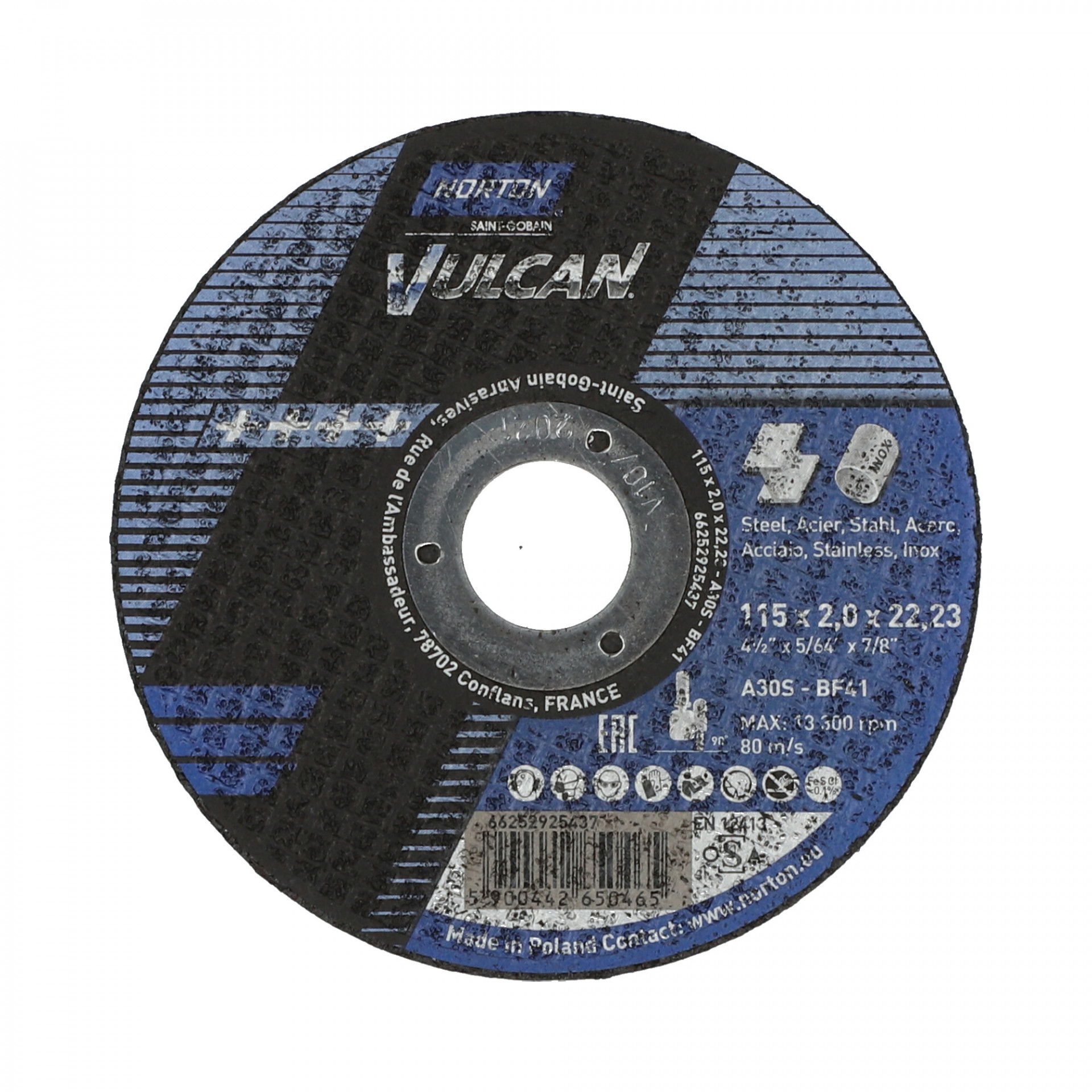 Norton Vulcan fém vágókorong 115x2,0x22,23mm, 25 db/csomag termék fő termékképe