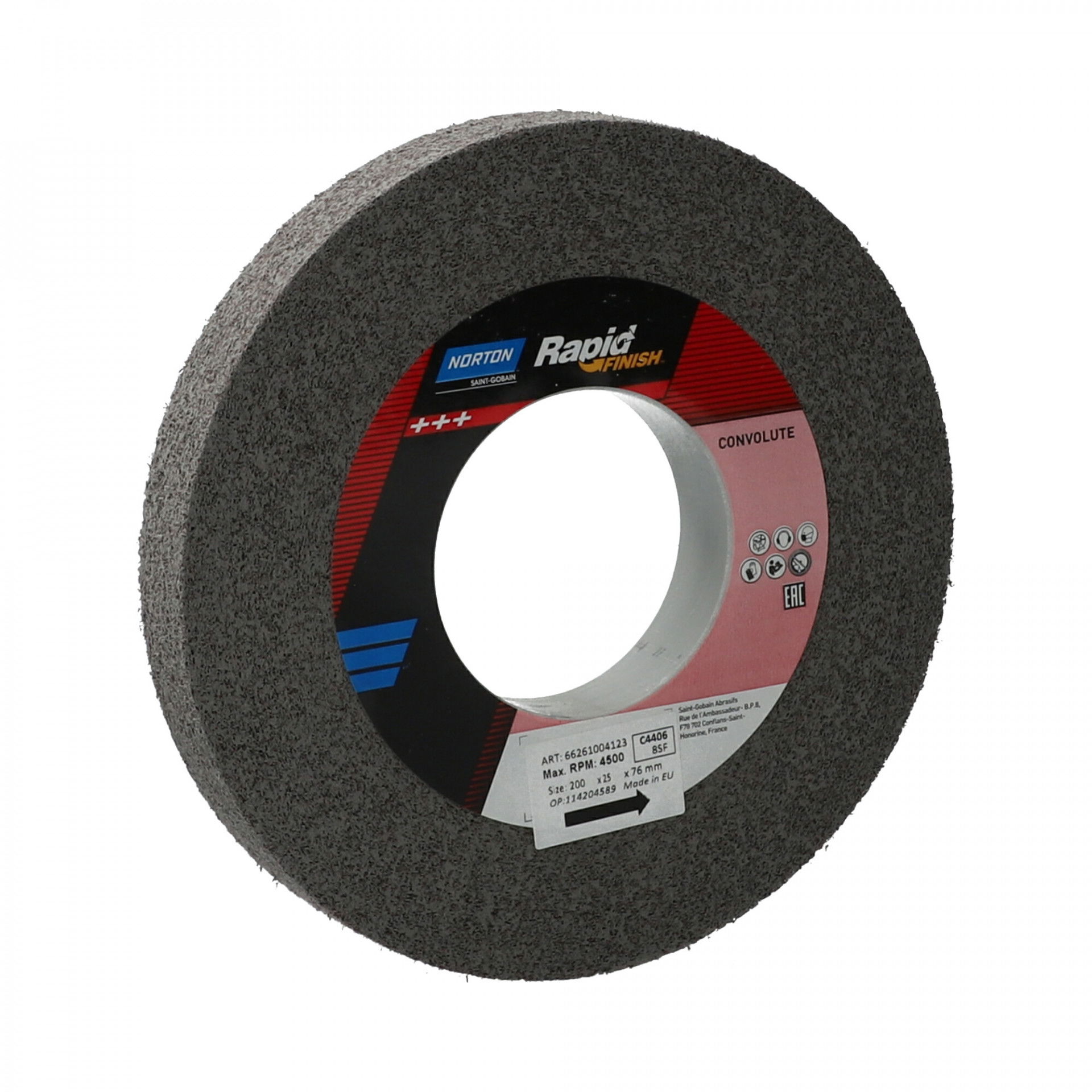 Norton Rapid Finish Series 4000 Csiszolókorongok (Rostkorongok) 200x25x76mm Fine 8 SiC, 3 db/csomag termék fő termékképe