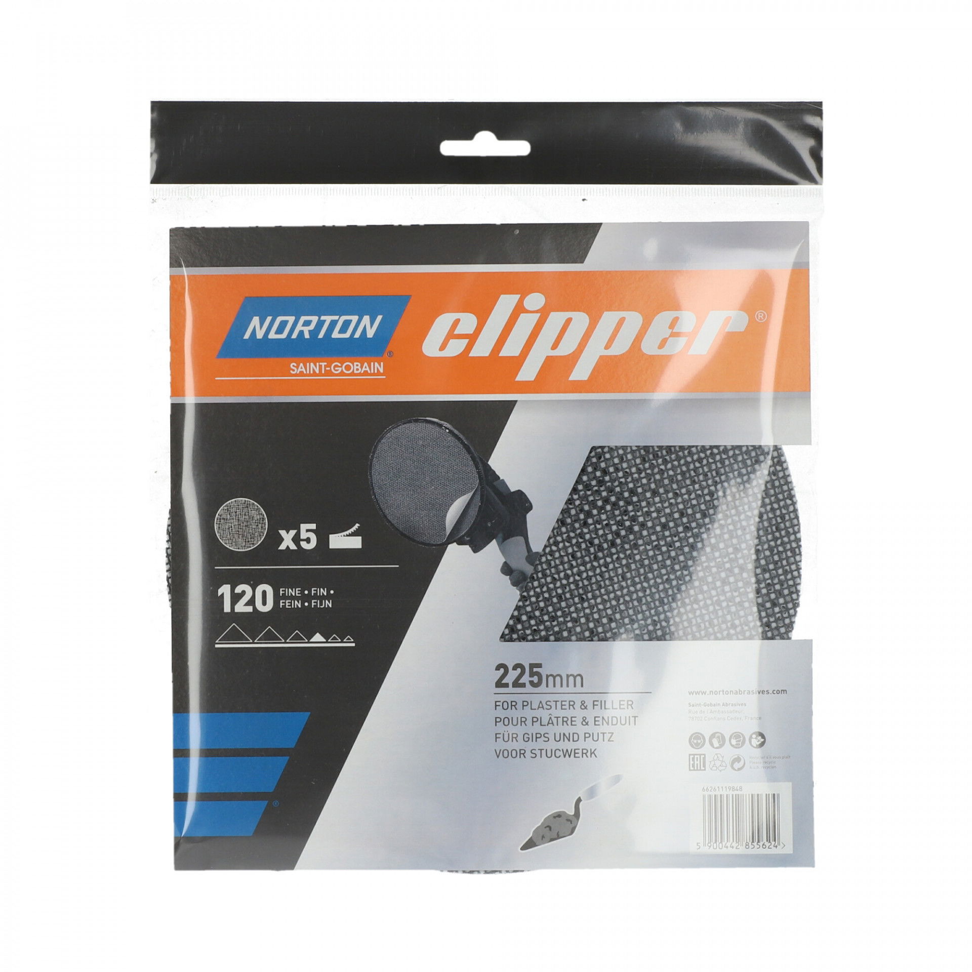 Norton Clipper Q43 falcsiszoló háló Ø225mm P120, 5 db/csomag termék fő termékképe