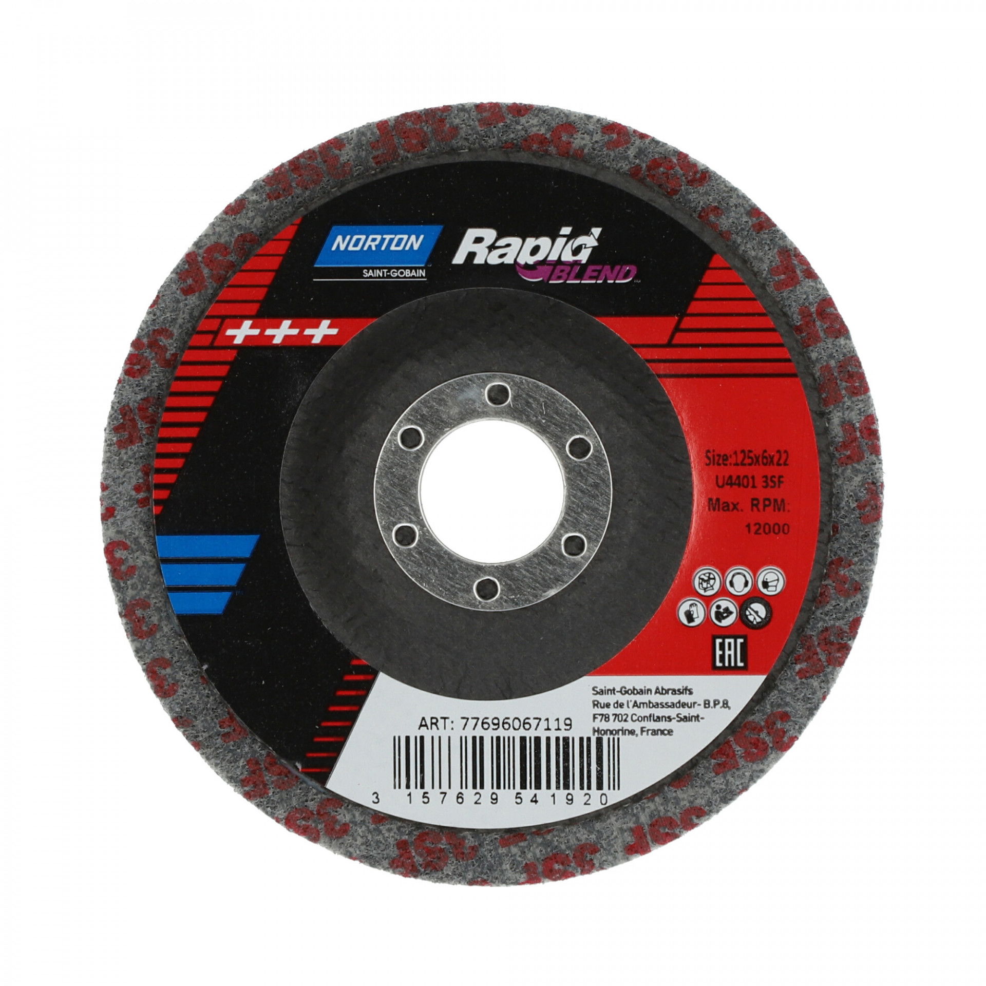 Norton Rapid Blend NEX DPC tisztítókorong Ø125x6x22 mm NEX3SF, 10 db/csomag termék fő termékképe