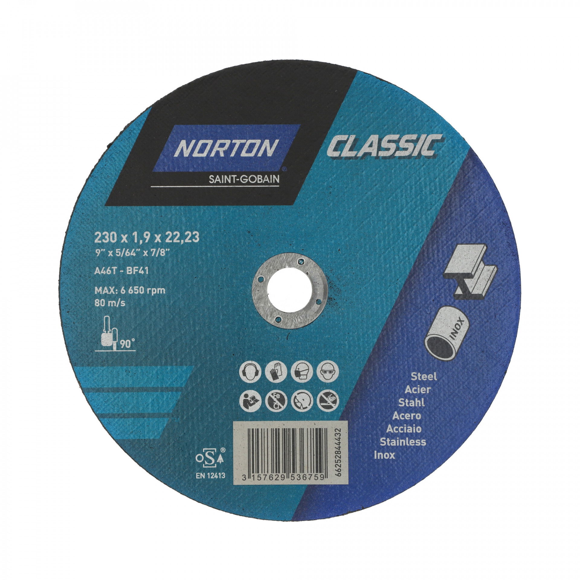 Norton Classic vágókorong 230x1,9x22,23 mm A46T, 25 db/csomag termék fő termékképe