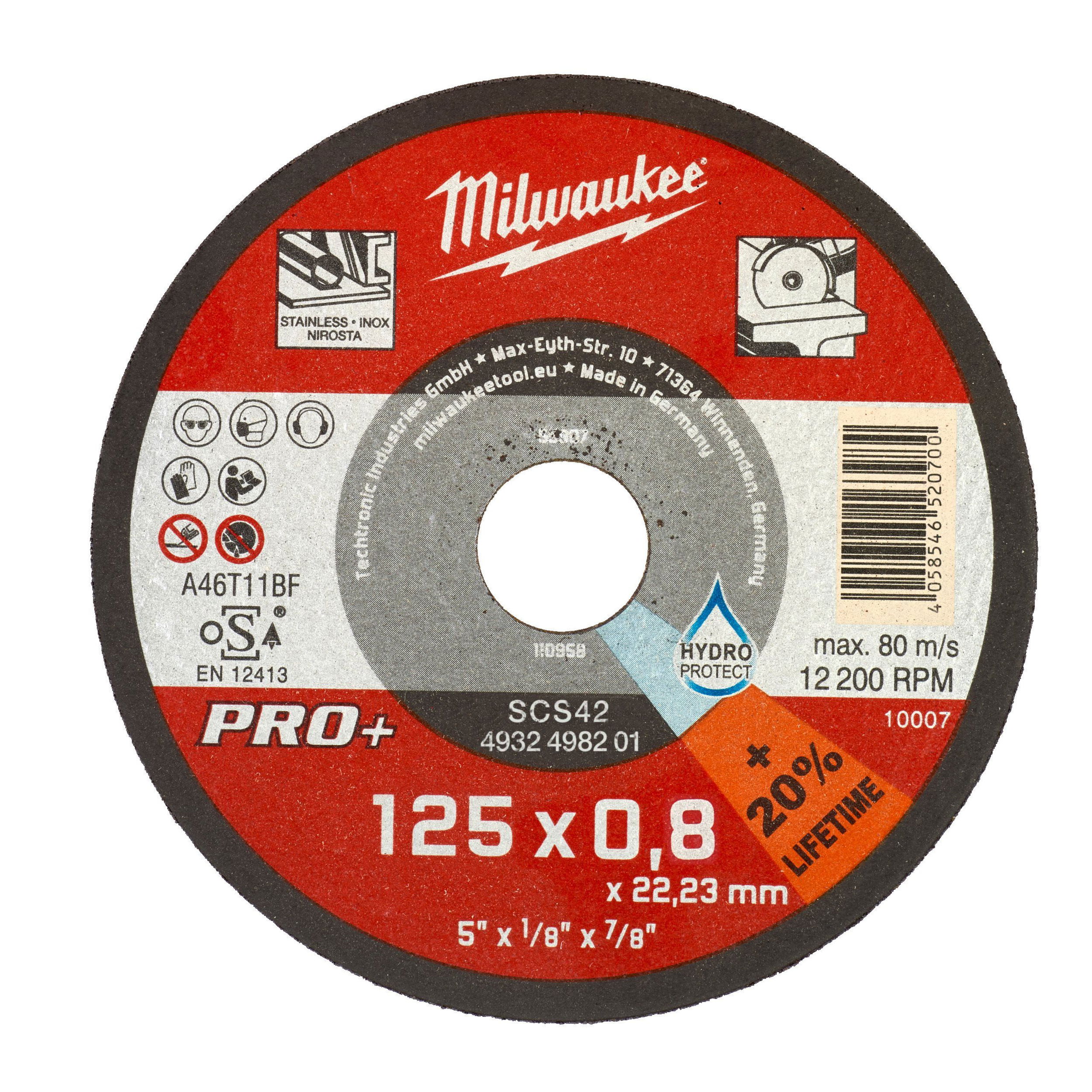 Milwaukee SCS 42/125 PRO+ vékony fémvágó tárcsa, egyenes, 125x0.8 mm termék fő termékképe