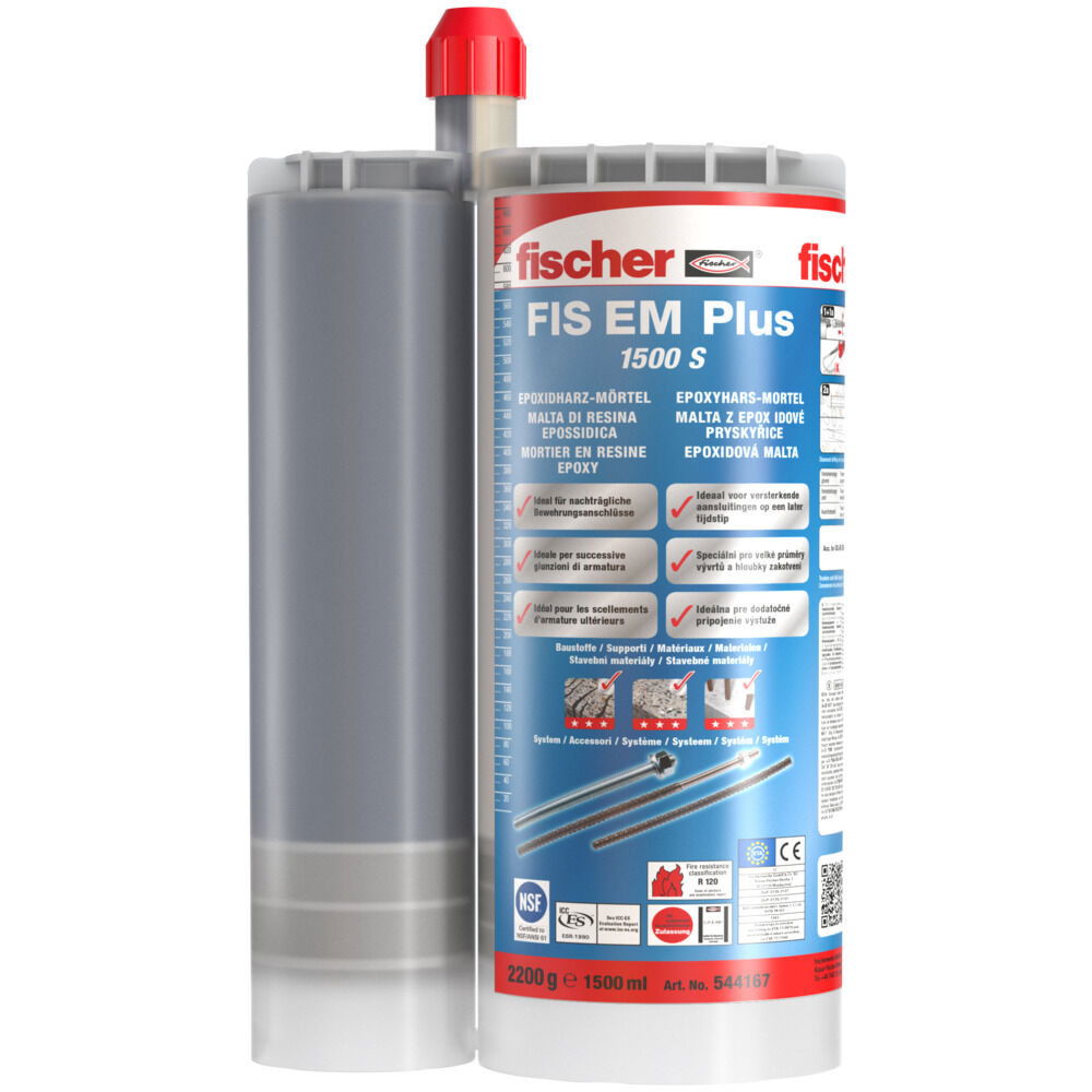 Fischer FIS EM Plus 1500 S injektáló ragasztó, 1500 ml + 2 db FIS UMR keverőszár termék fő termékképe